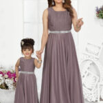 Elegant Mother-Daughter Matching Sleeveless Gown