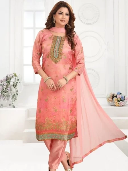 Graceful Embroidered Silk Suit