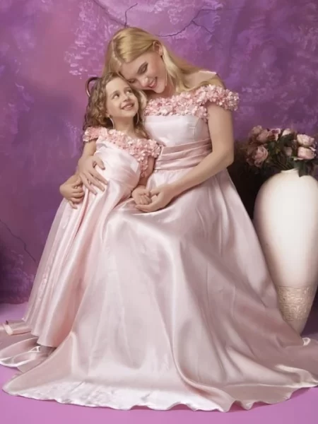 Twinning Satin Gown Set