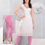 White Kurti & Pink Leggings Set