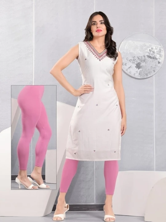 White Kurti & Pink Leggings Set
